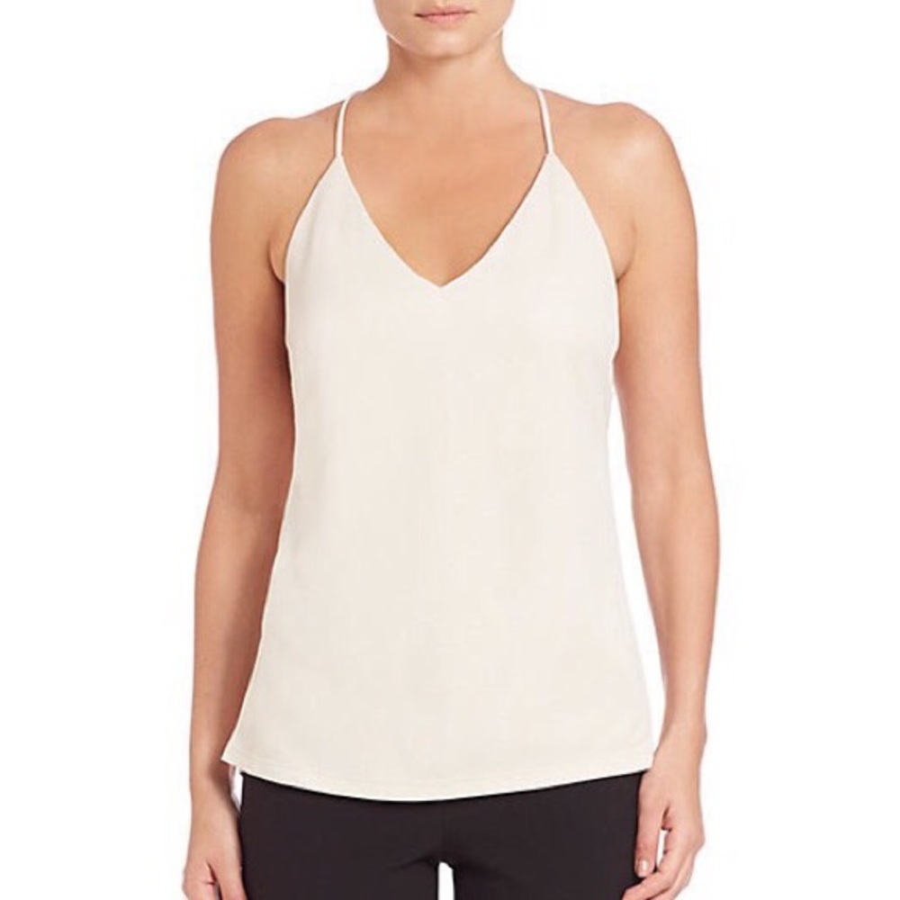 HALSTON Heritage Ring Back V-Neck Parchment Cami